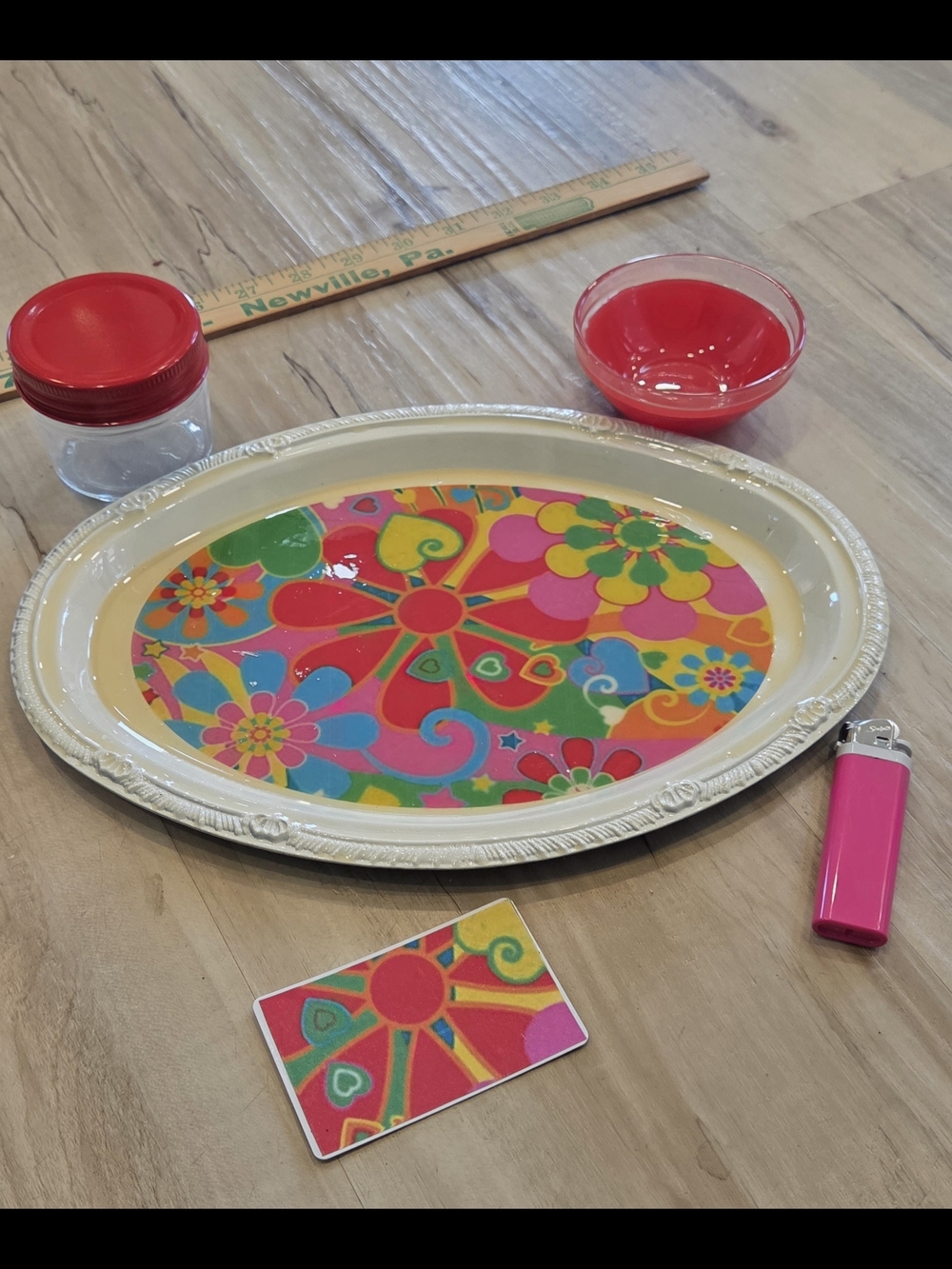 Colorful Retro Floral Oval Tray - Bright Multi